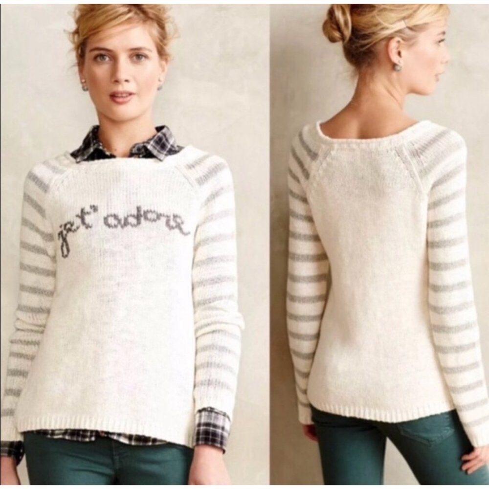 Anthropologie Moth Jet Adore Sweater size M